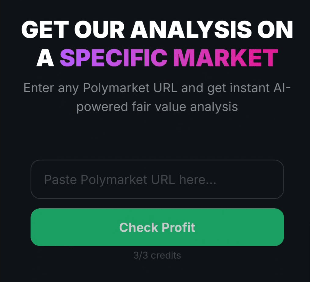 TrueOdds Analyze tool: paste a Polymarket URL and check profit